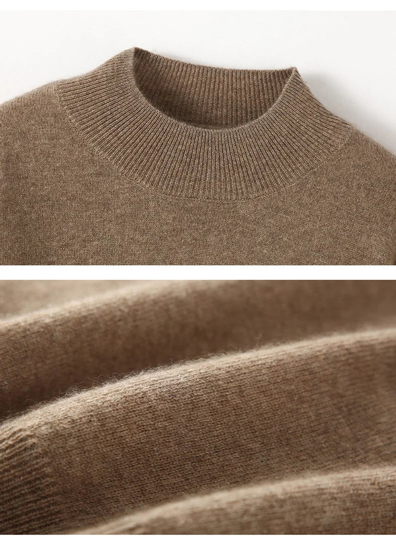 Cashmere Mock Neck Knitted Sweater